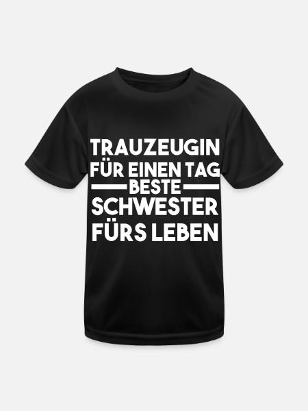 Schwester Trauzeugin - Kinder Funktions-T-Shirt - Schwarz - Vorne