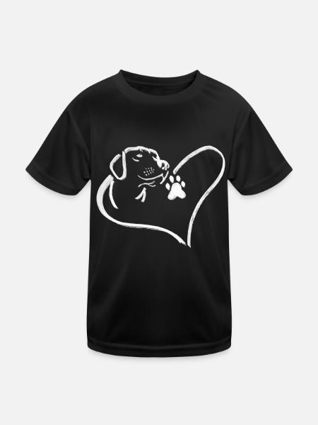 Dog Heart Dog Love Dog Lover Gift - Kids Functional T-Shirt - black - Front