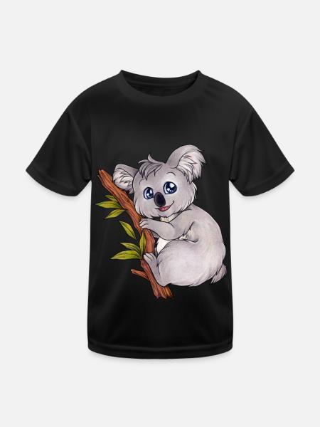Niedlicher süßer Koala Australien Beuteltier - Kinder Funktions-T-Shirt - Schwarz - Vorne