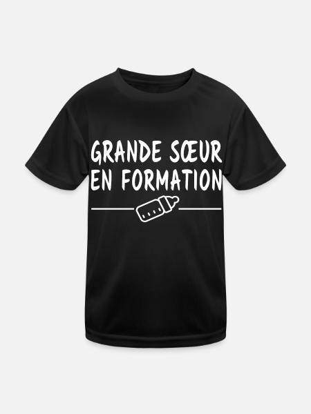 grande sœur en formation / future grande sœur - T-shirt sport Enfant - noir - Devant