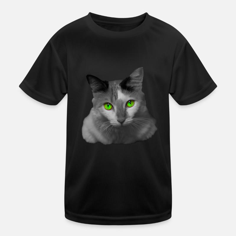 Die grünäugige Katze Kinder Funktions-T-Shirt
