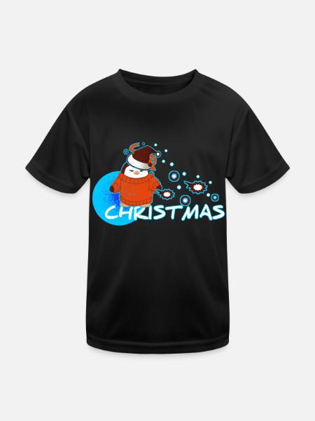 Weihnachts Pinguin - Kinder Funktions-T-Shirt - Schwarz - Vorne