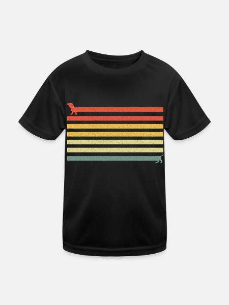 Dachshund Vintage Retro - Kids Functional T-Shirt - black - Front