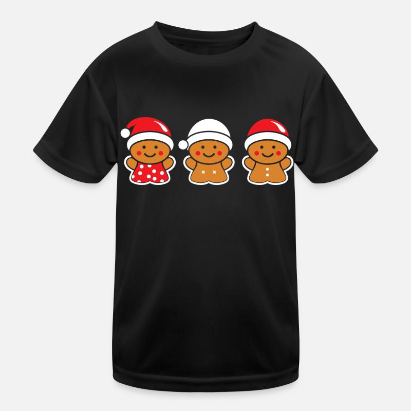 Lebkuchenmann - Kinder Funktions-T-Shirt - Schwarz