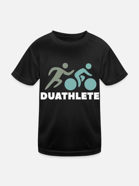 I Love Duathlon Gift - Kids Functional T-Shirt - black - Front