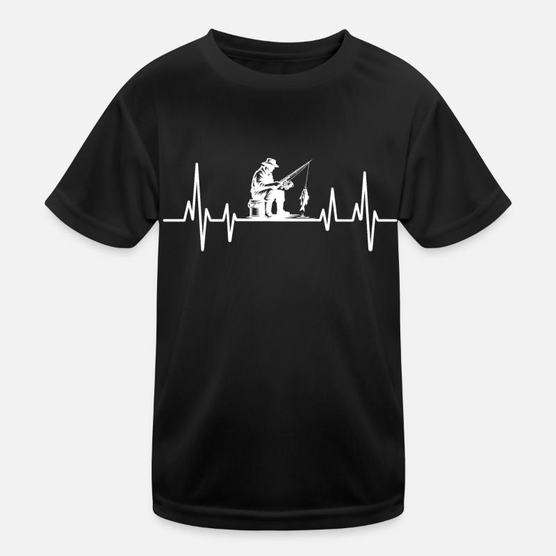 Angeln Herzschlag Kinder Funktions-T-Shirt