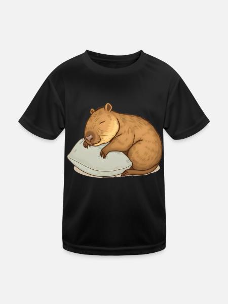 Capybara endormi mignon - T-shirt sport Enfant - noir - Devant