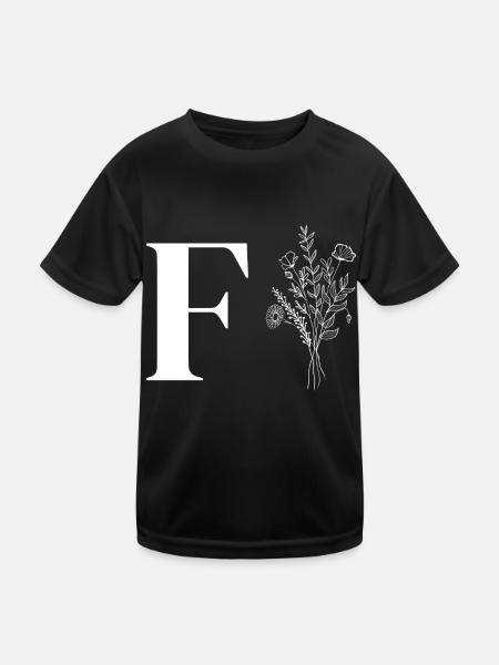 Minimalistische Blumen - Kinder Funktions-T-Shirt - Schwarz - Vorne