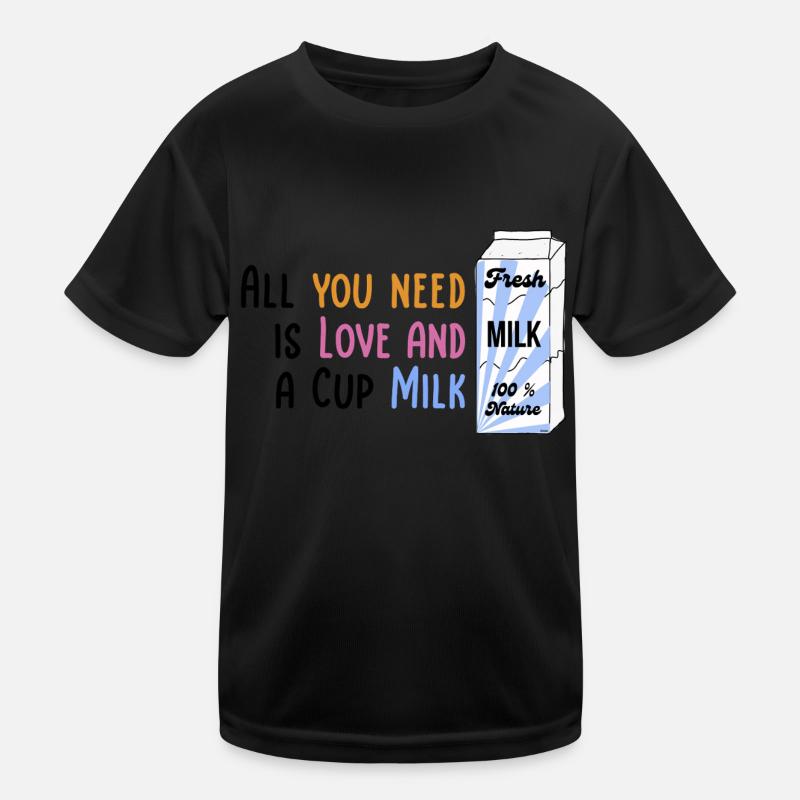 We need Love and Milk Comicstyle 1 Kinder Funktions-T-Shirt