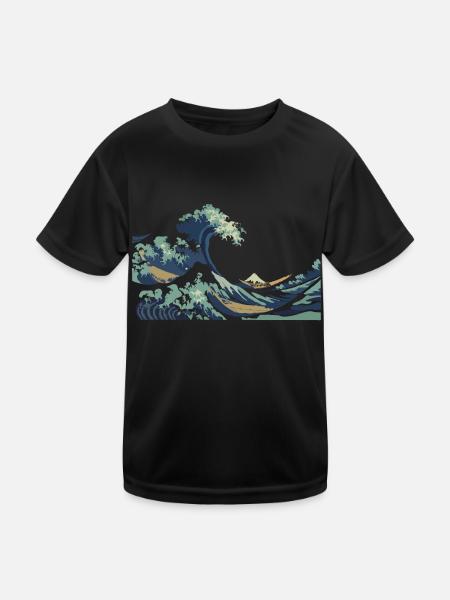 Japan Hokusai Große Welle - Kinder Funktions-T-Shirt - Schwarz