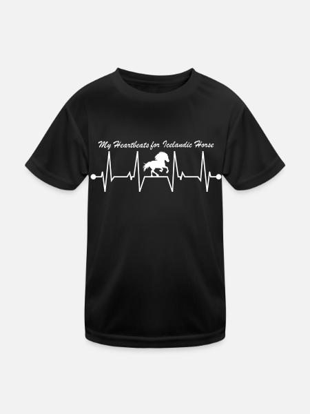 Islandpferd Tölt Tölter Herzschlag - Kinder Funktions-T-Shirt - Schwarz - Vorne