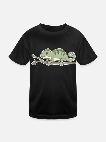 Chamäleon - Kinder Funktions-T-Shirt - Schwarz
