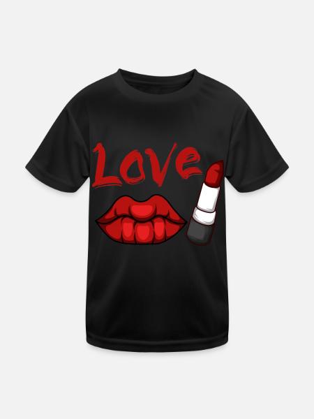 Liebeslippenstift Verführerische oder charmante Da - Kinder Funktions-T-Shirt - Schwarz - Vorne