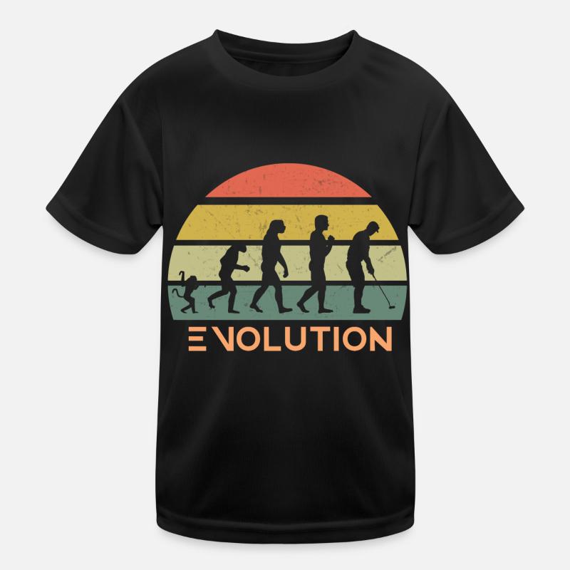 Retro Golf Evolution - Kinder Funktions-T-Shirt - Schwarz