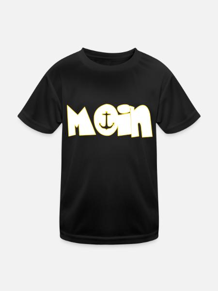 Moin - Kinder Funktions-T-Shirt - Schwarz - Vorne