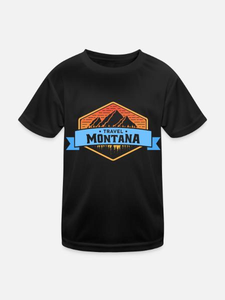 Reisen nach Montana Design für stolze Montaner - Kinder Funktions-T-Shirt - Schwarz - Vorne