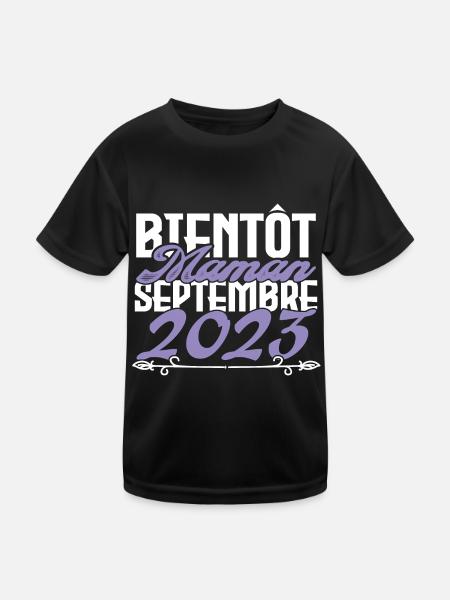 Annonce grossesse. bientôt Maman Septembre 2023. - T-shirt sport Enfant - noir - Devant