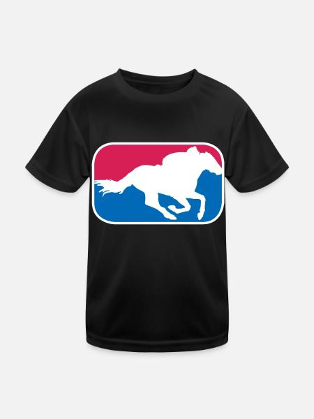Rennpferd reiten Reitsport Pferde lustige Geschenk - Kinder Funktions-T-Shirt - Schwarz - Vorne