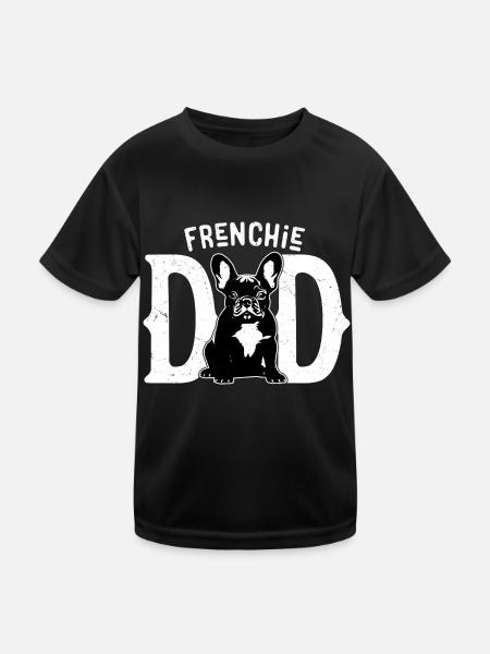 Frenchie Dad Owner French Bulldog - Kids Functional T-Shirt - black - Front