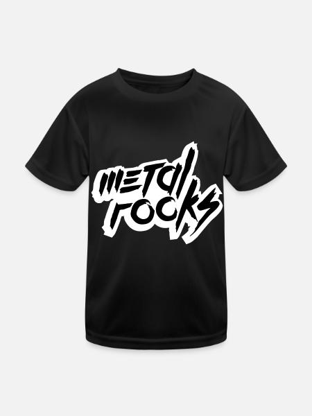 Heavy Metal Rocks Hard Rock Musique Texte Disant Logo - T-shirt sport Enfant - noir - Devant