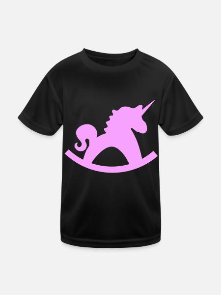 unicorn schaukelpferd - Kinder Funktions-T-Shirt - Schwarz - Vorne