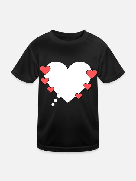 Denkblase mit Herzen - Kinder Funktions-T-Shirt - Schwarz - Vorne