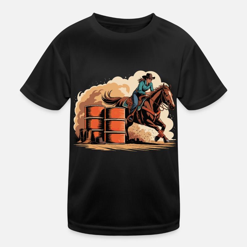 Barrel Racer Rodeo Kids Functional T-Shirt
