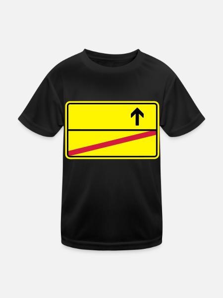 Ortsschild - Kinder Funktions-T-Shirt - Schwarz - Vorne