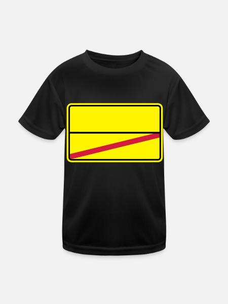 Ortsschild - Kinder Funktions-T-Shirt - Schwarz - Vorne