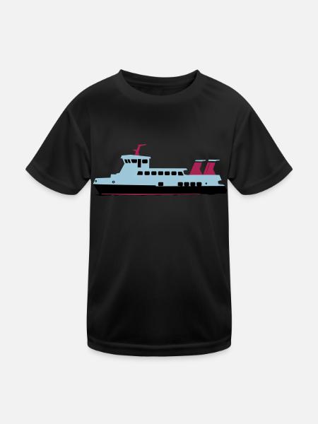 schiff - Kinder Funktions-T-Shirt - Schwarz - Vorne