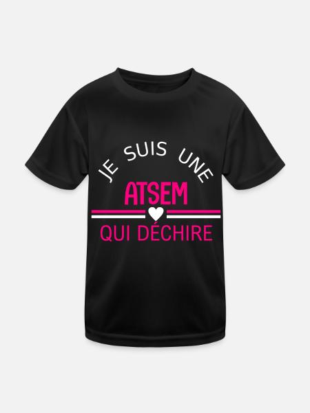 je suis une atsem qui déchire - T-shirt sport Enfant - noir - Devant