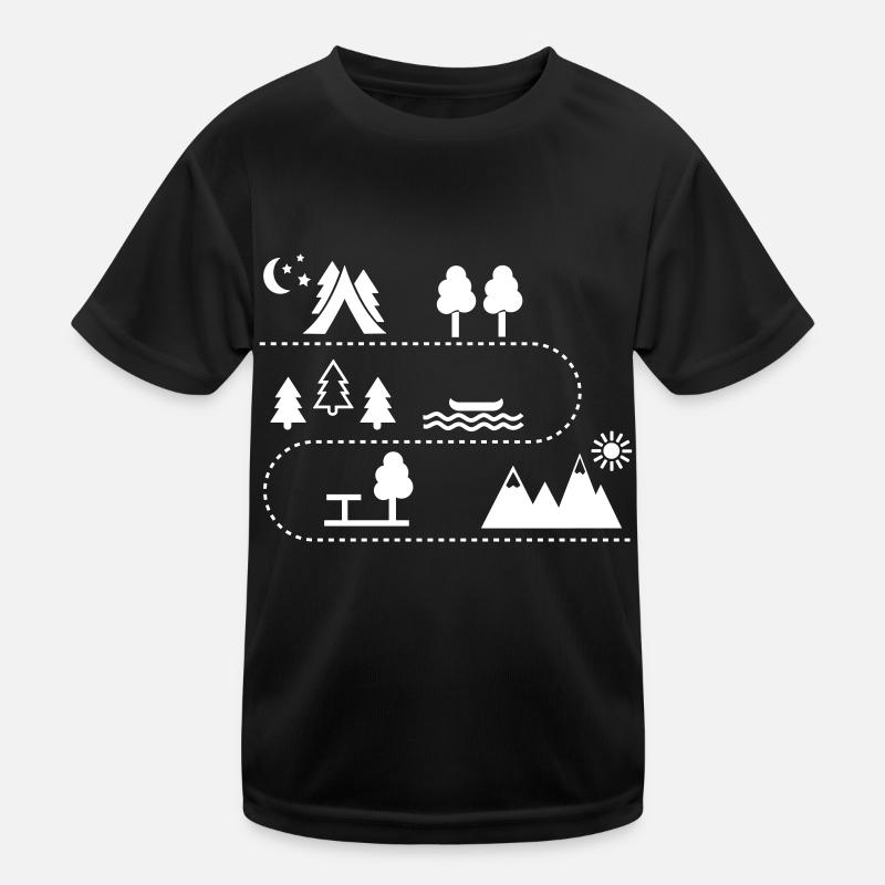 Camping - Kinder Funktions-T-Shirt - Schwarz