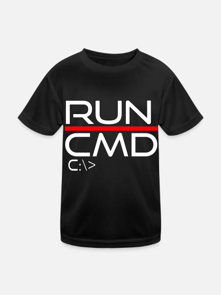 run cmd - Kids Functional T-Shirt - black