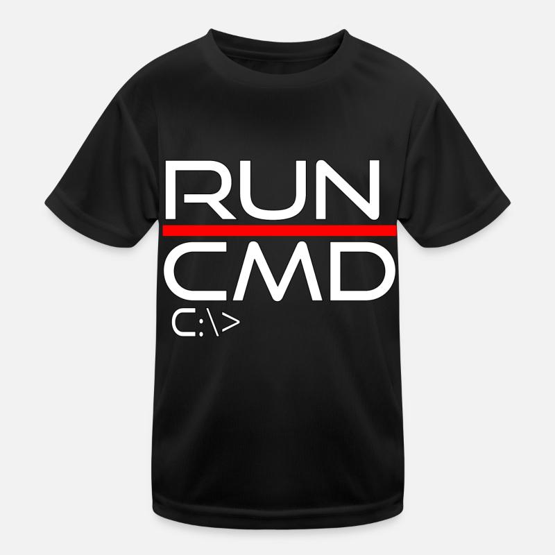 run cmd - Kids Functional T-Shirt - black