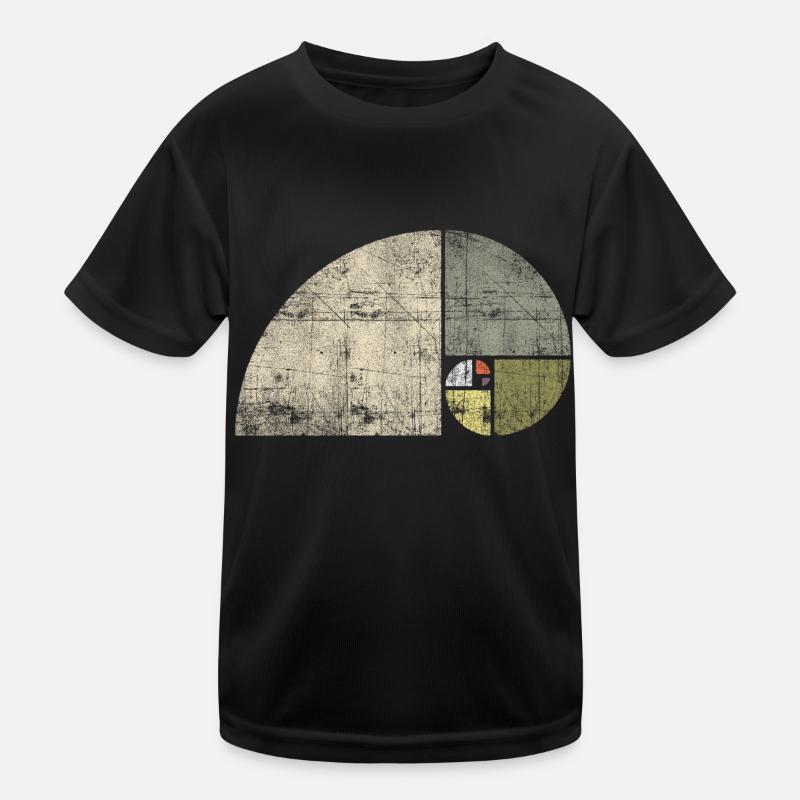 Distressed Fibonacci Spiral Kids Functional T-Shirt