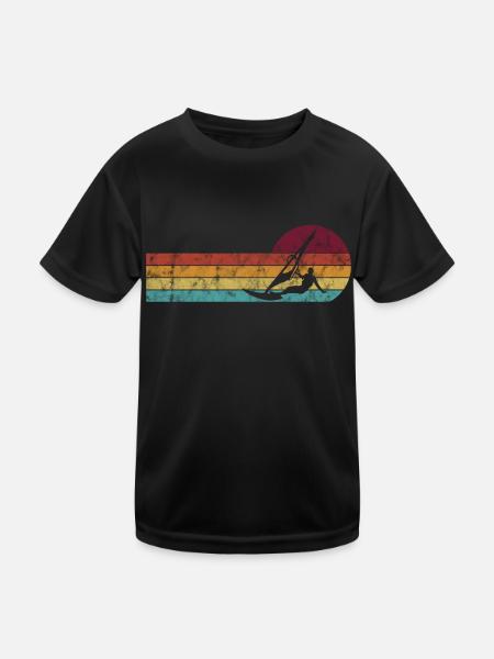 Surfen Windsurfer Windsurfen Windsurfing Retro - Kinder Funktions-T-Shirt - Schwarz - Vorne