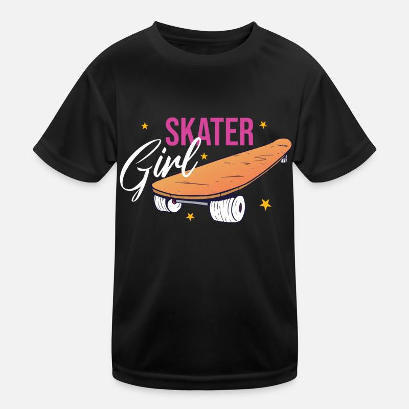 Skateboard Mädchen Skater Girl Kinder Funktions-T-Shirt
