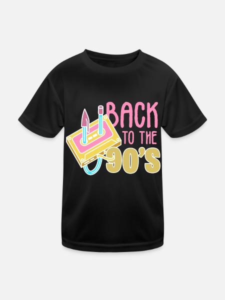 90s 90er - Kinder Funktions-T-Shirt - Schwarz - Vorne