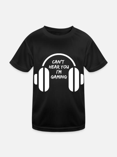 Game Shirt Can't Hear You Headsed In Gaming Gambler - Kids Functional T-Shirt - black - Front