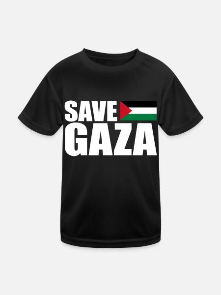 Save gaza - Kids Functional T-Shirt - black - Front