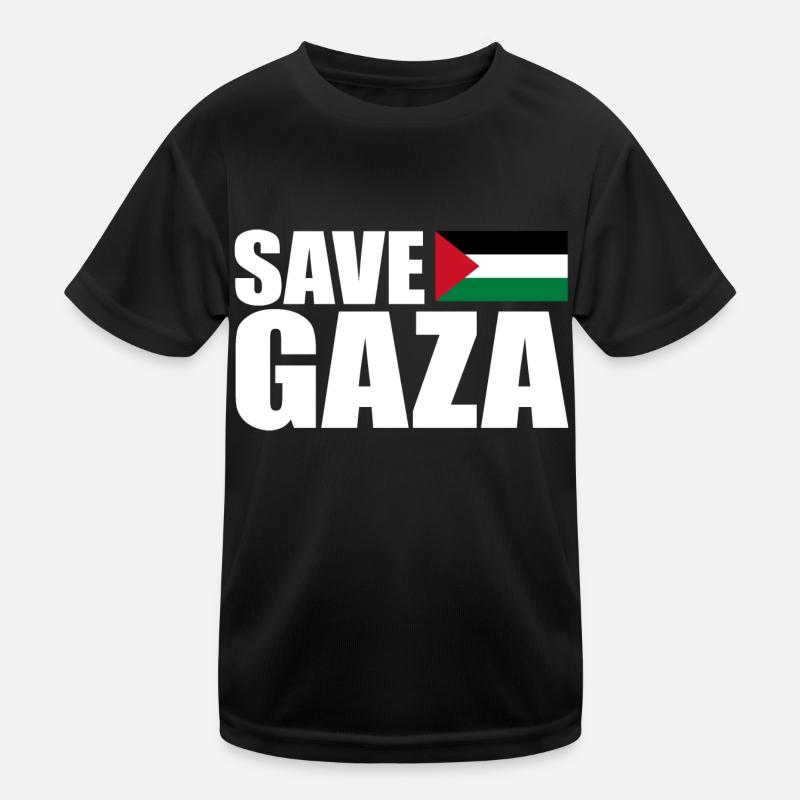 Save gaza - Kids Functional T-Shirt - black