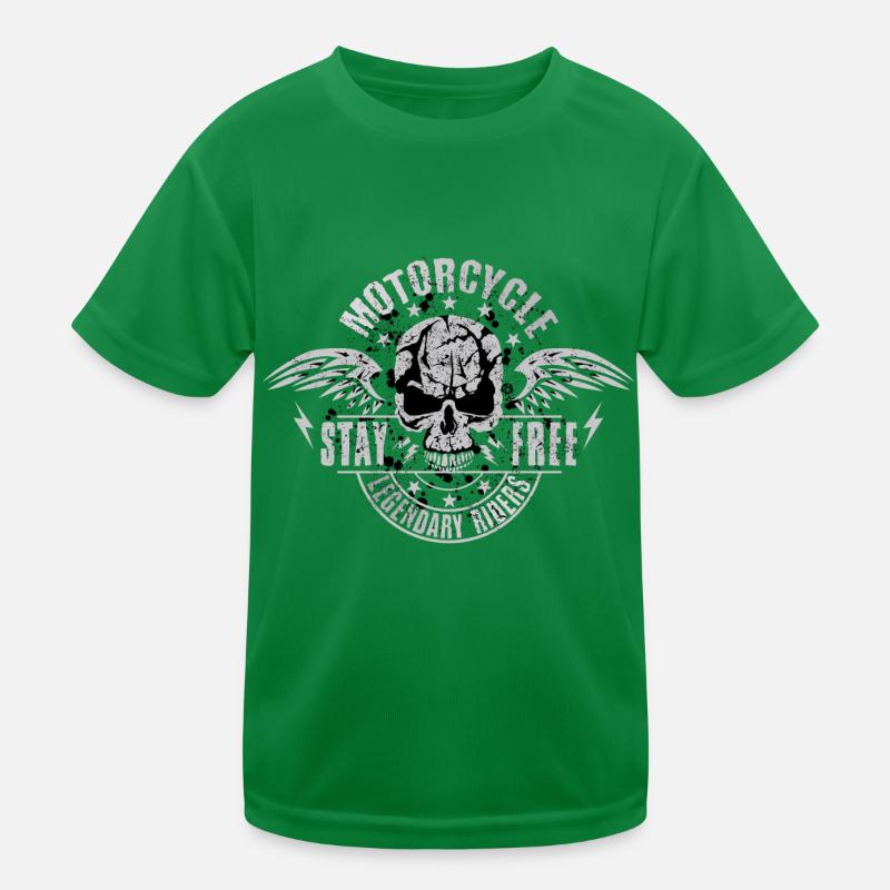 motorcycle tete de mort crane skull aile legendary T-shirt sport Enfant