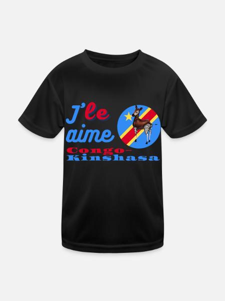J'aime le Congo-Kinshasa - T-shirt sport Enfant - noir - Devant