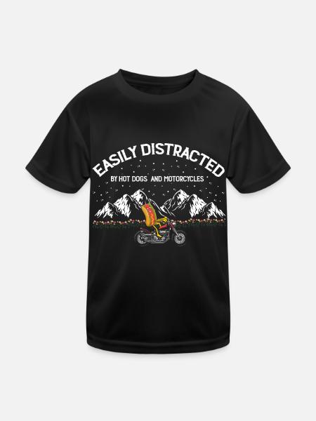 Hot Dog Moto MotoCycliste Biker Cadeau - T-shirt sport Enfant - noir - Devant