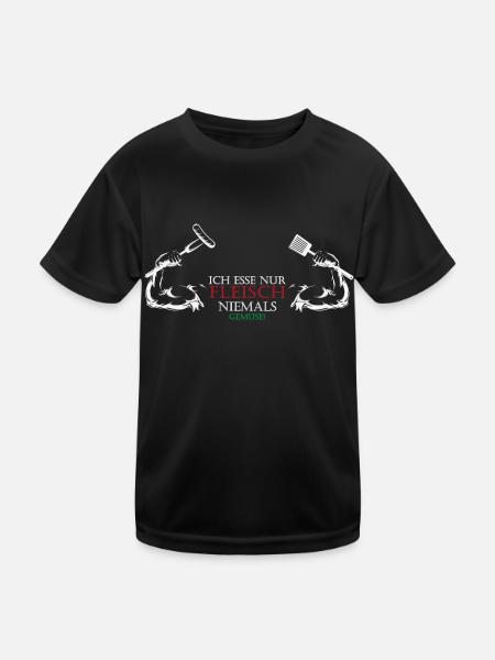 Ich esse nur Fleisch! - Kinder Funktions-T-Shirt - Schwarz - Vorne