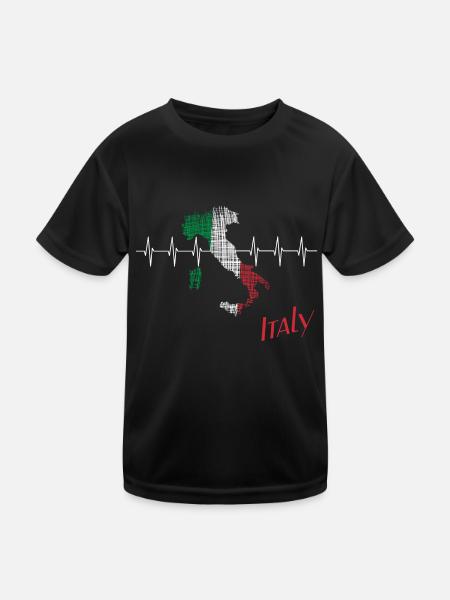 Italy heartbeat Italien - Kinder Funktions-T-Shirt - Schwarz - Vorne