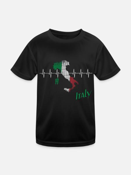 Italy - Kinder Funktions-T-Shirt - Schwarz - Vorne
