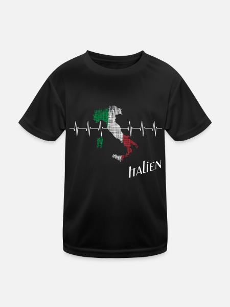 Italien Herzschlag - Kinder Funktions-T-Shirt - Schwarz - Vorne