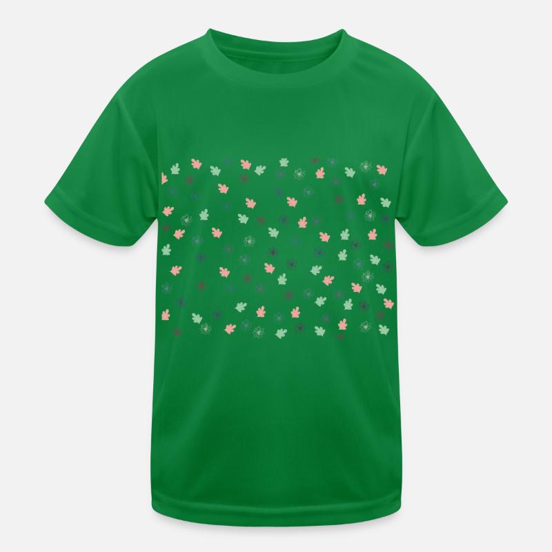 Flower & Leaf Pattern Kids Functional T-Shirt
