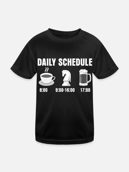 Daily Schedule Chess Board Chess Player - Kids Functional T-Shirt - black - Front